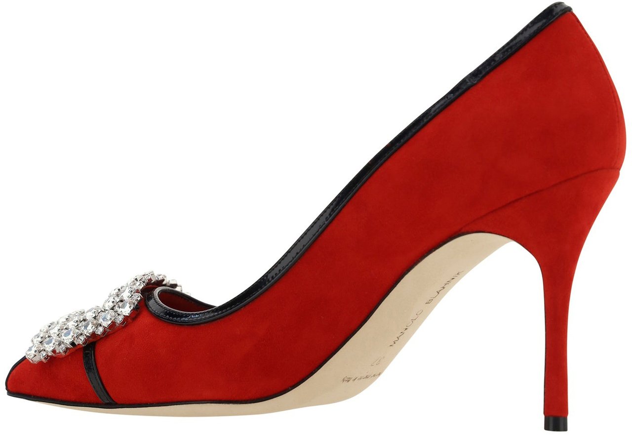 Manolo Blahnik Manolo Blahnik Tuberian 90 Suede Pumps Rood