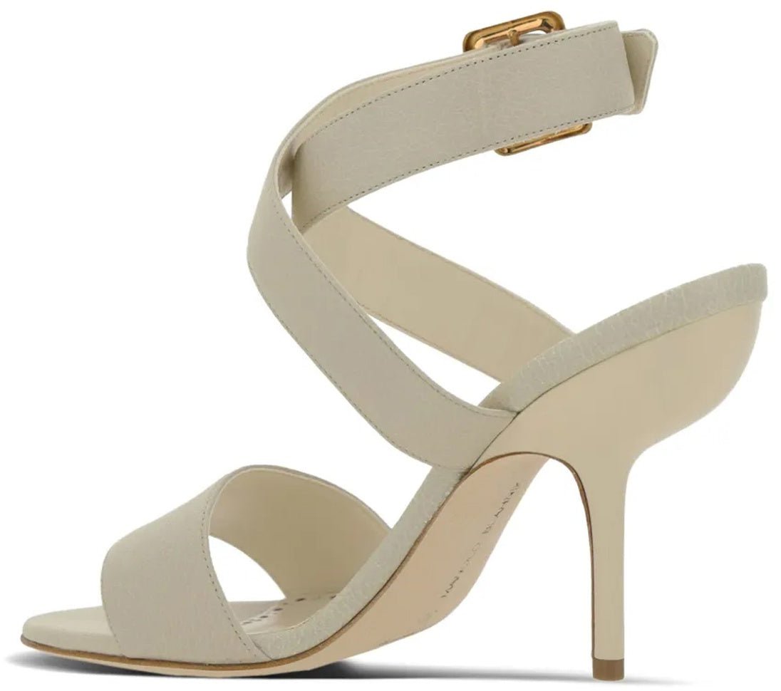 Manolo Blahnik Manolo Blahnik Helua 105 Leather Sandals Wit