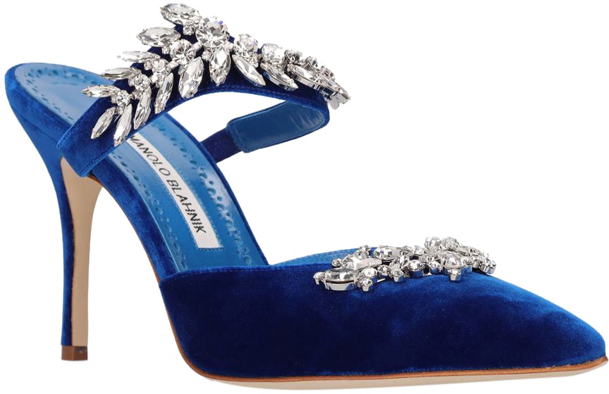 Manolo Blahnik Elegant blue mules Blauw