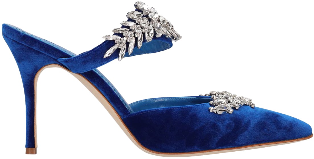 Manolo Blahnik Elegant blue mules Blauw