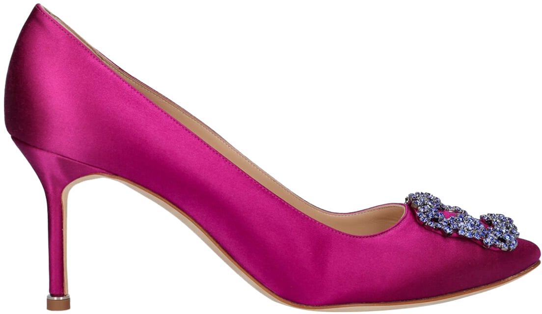 Manolo Blahnik Decollete in fabric Roze