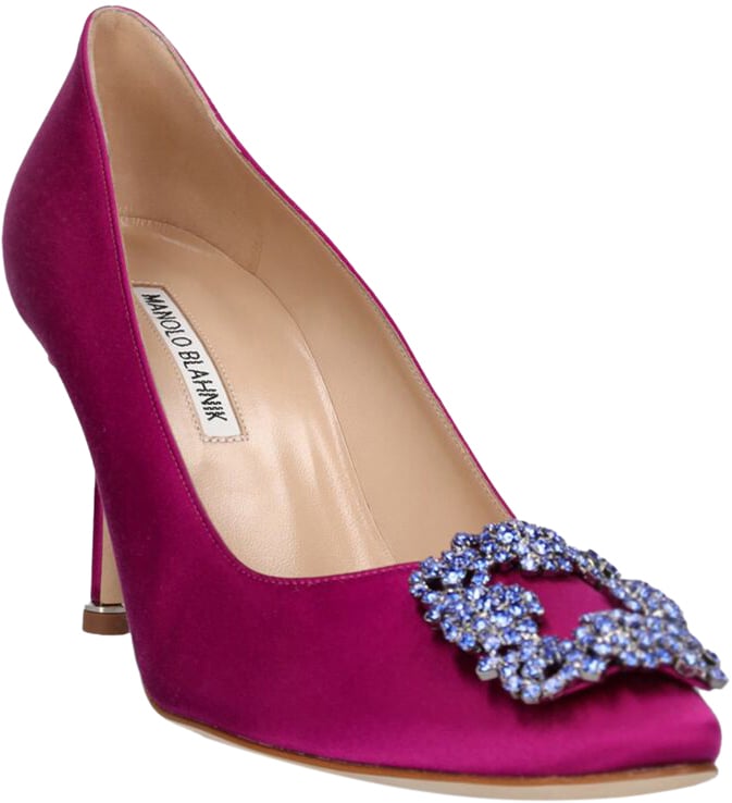 Manolo Blahnik Decollete in fabric Roze