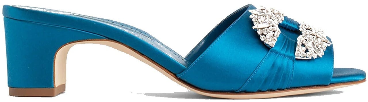 Manolo Blahnik Manolo Blahnik Prinap 050 Satin Mules Blauw