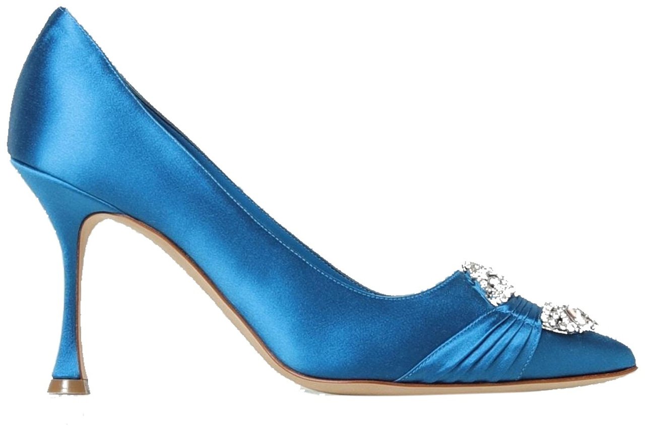 Manolo Blahnik Manolo Blahnik Maida 090 Satin Pumps Blauw