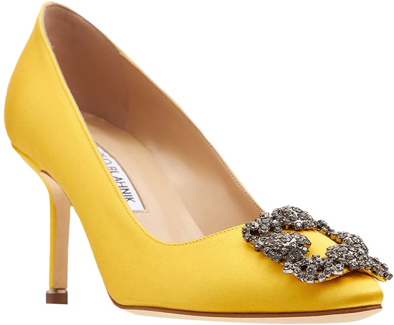Manolo Blahnik Elegant yellow high-heeled décolleté Geel