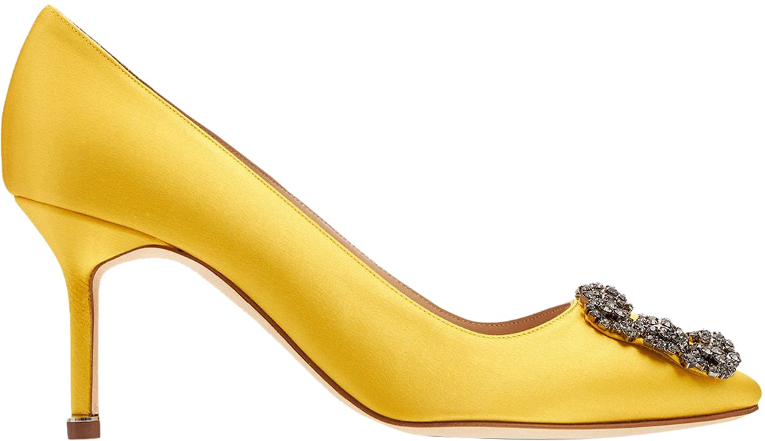 Manolo Blahnik Elegant yellow high-heeled décolleté Geel