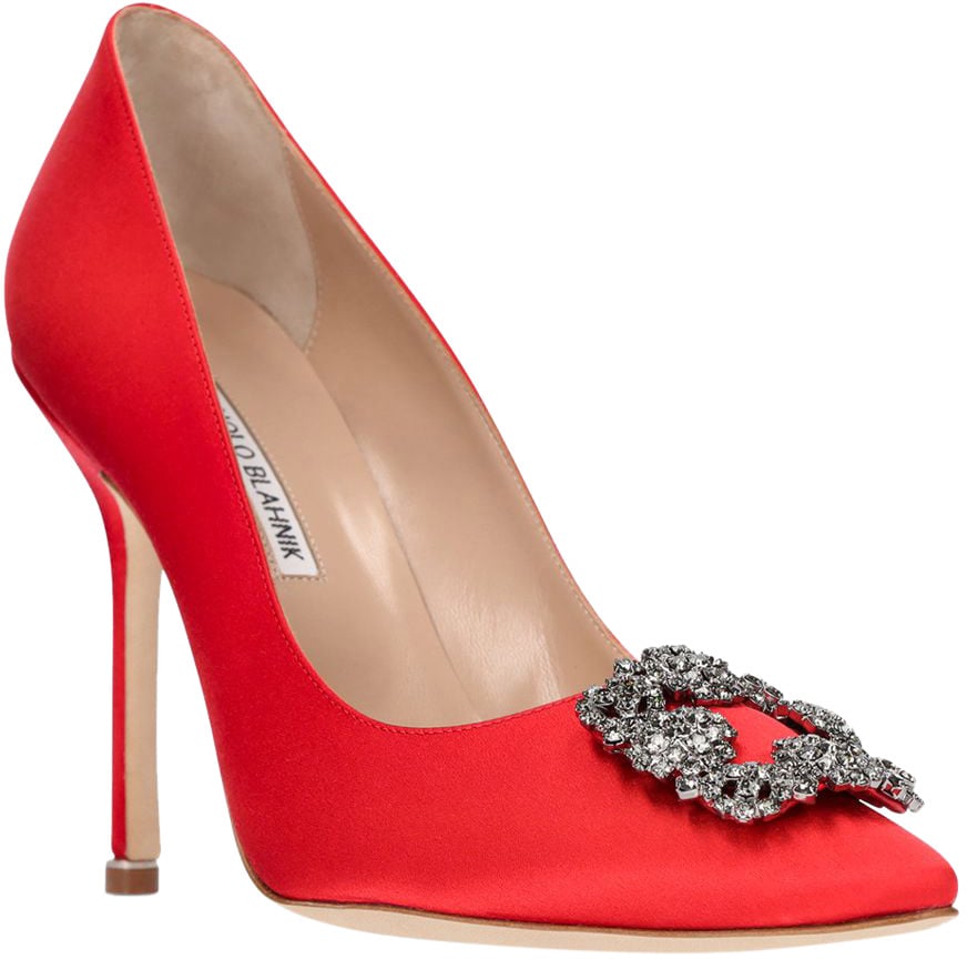 Manolo Blahnik Decolletage with high satin red heels Rood