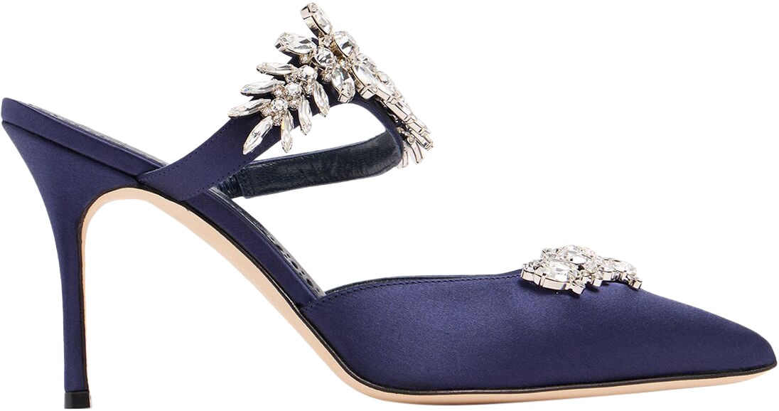 Manolo Blahnik Elegant dark blue mules with stiletto heel Navy