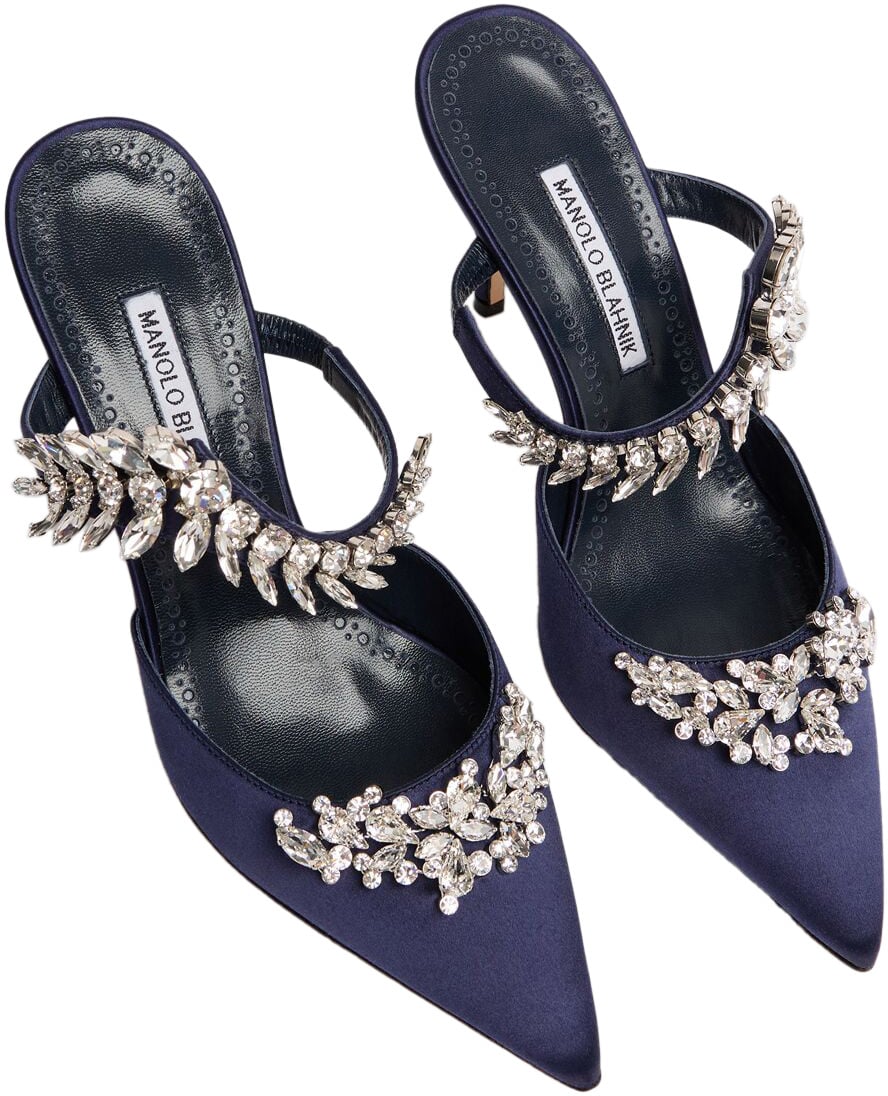 Manolo Blahnik Elegant dark blue mules with stiletto heel Navy