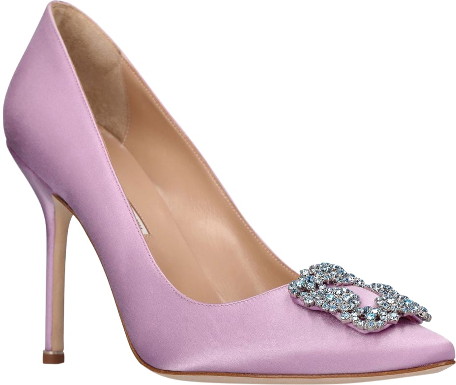 Manolo Blahnik Elegant and refined pink satin décolleté Paars