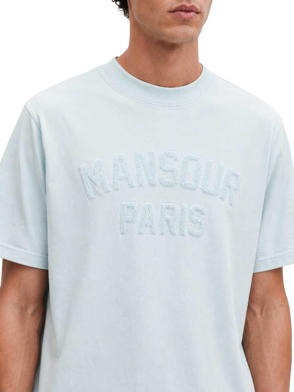 Mansour Paris College T-shirt Misty Blue Blauw
