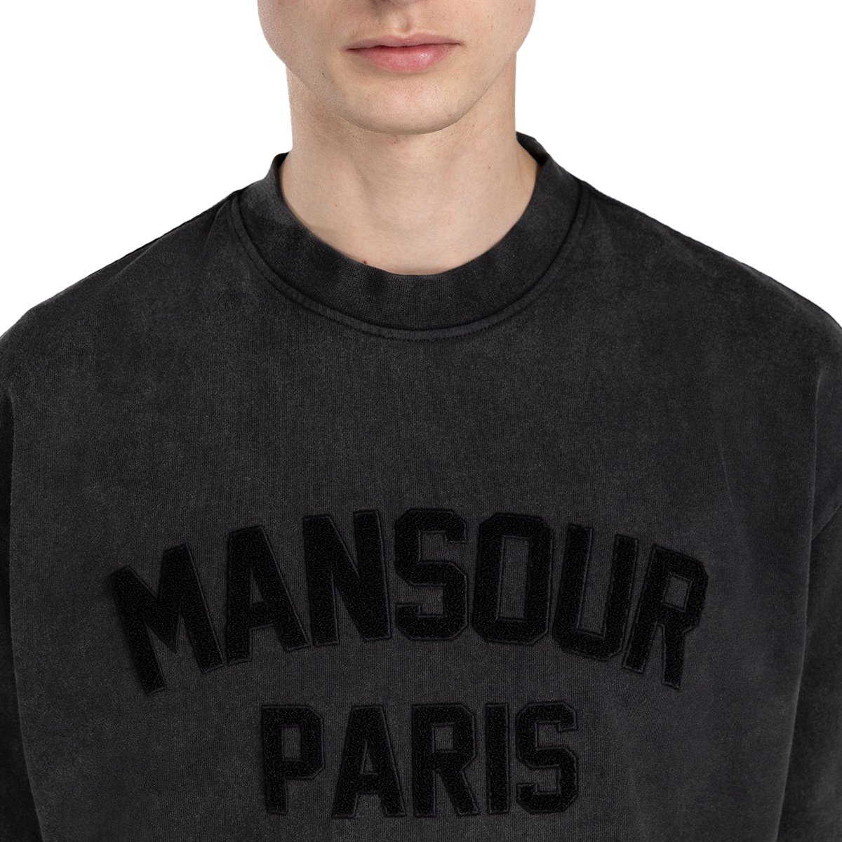 Mansour Paris College T-shirt Vintage Black Zwart