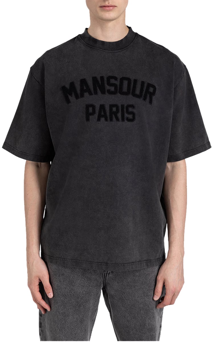 Mansour Paris College T-shirt Vintage Black Zwart