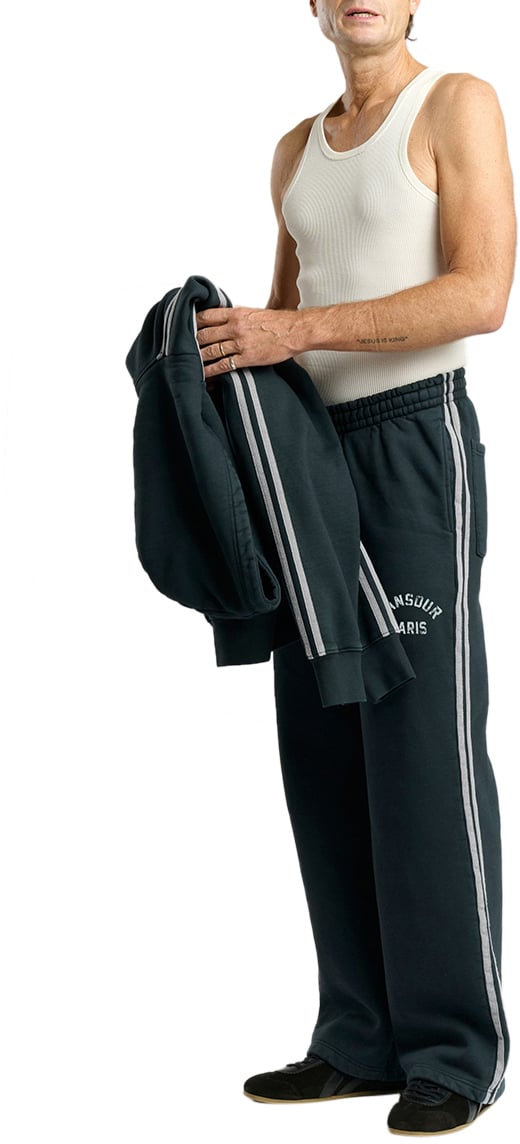 Mansour Striped Track Pants Washed Grey Grijs