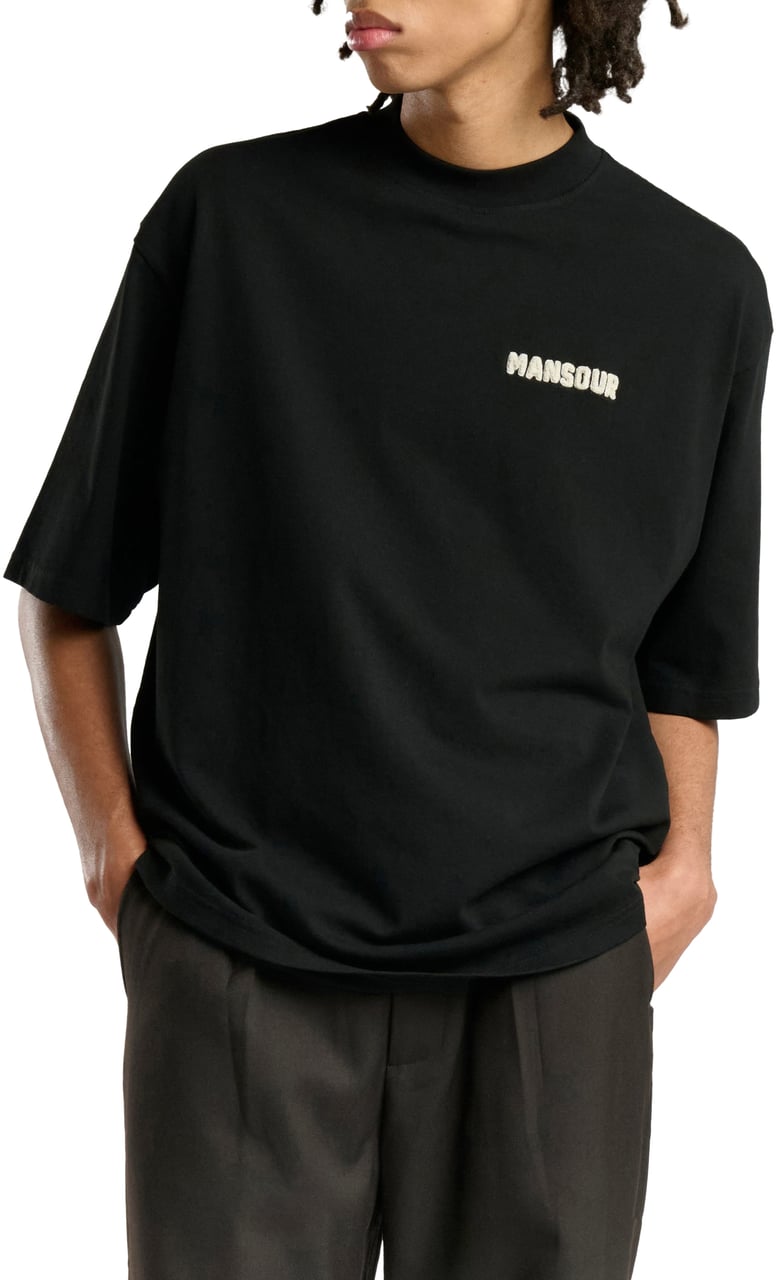 Mansour Paris College T-shirt Black Zwart