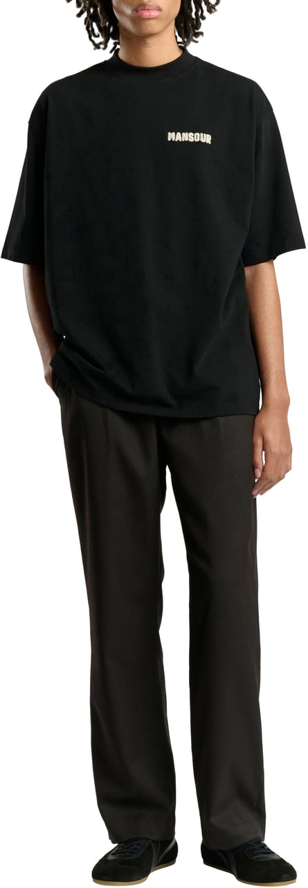 Mansour Paris College T-shirt Black Zwart