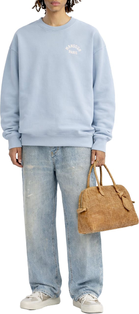 Mansour Paris College Sweater Dusty Blue Blauw