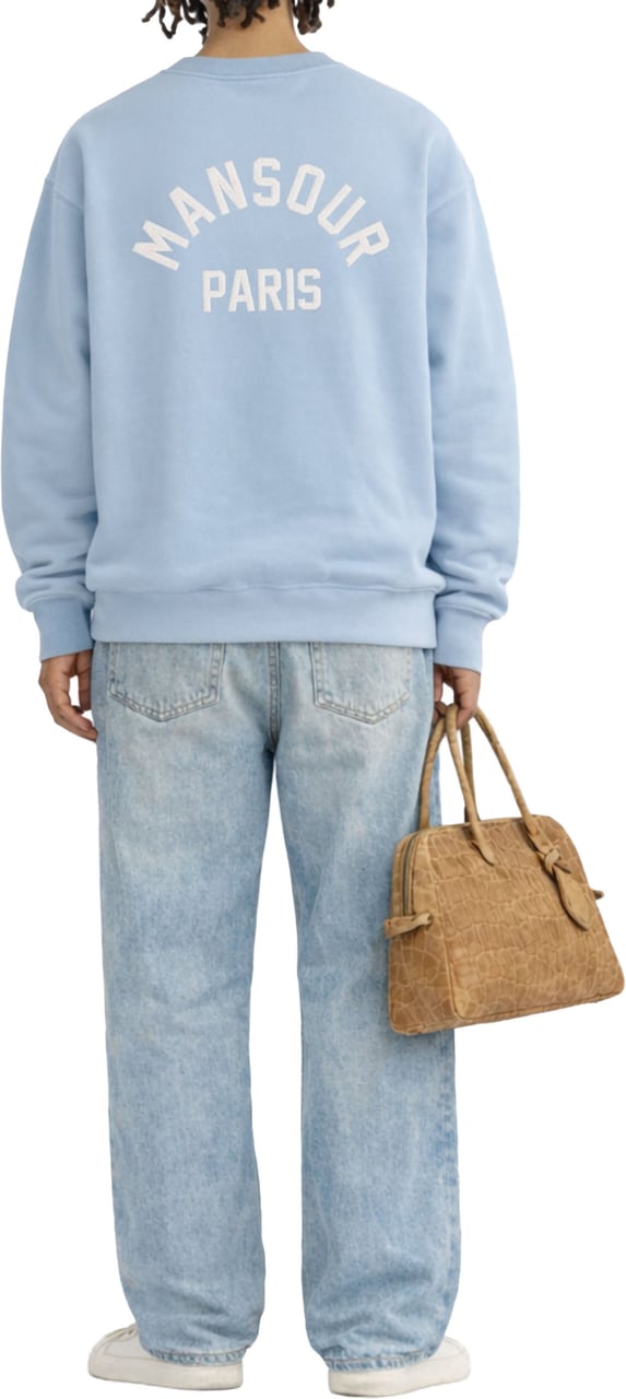 Mansour Paris College Sweater Dusty Blue Blauw