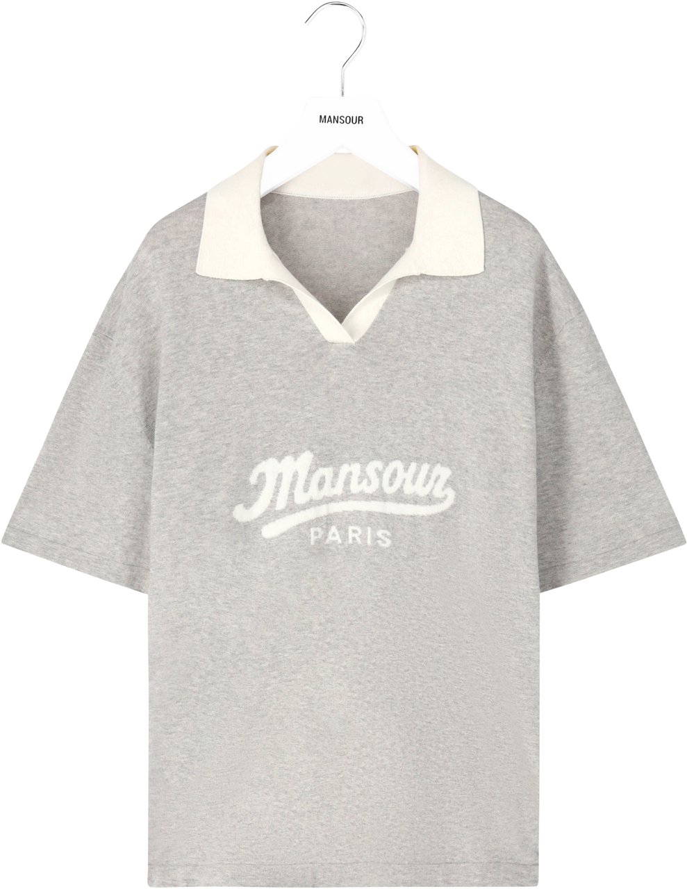 Mansour Jacquard Knitted Polo Grey Grijs