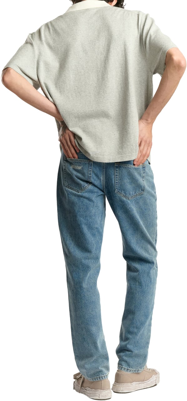 Mansour Jacquard Knitted Polo Grey Grijs