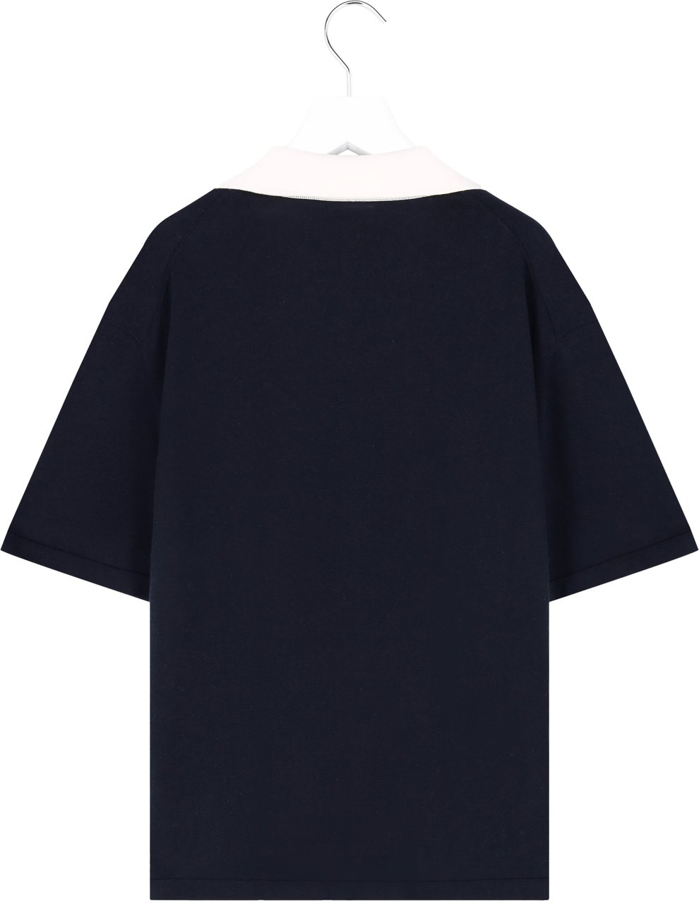 Mansour Jacquard Knitted Polo Navy Blauw