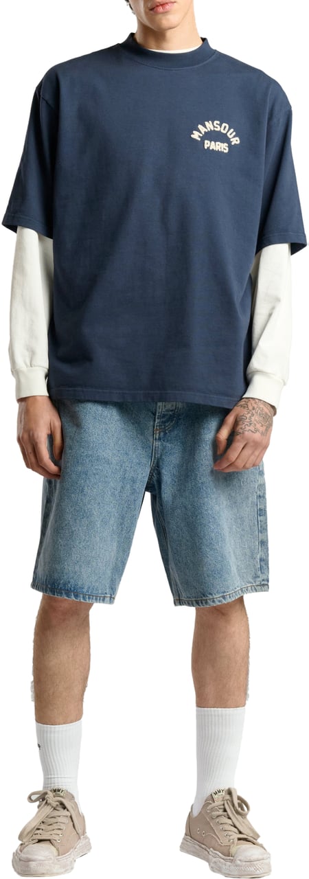 Mansour Paris College T-shirt Bariton Blue Blauw