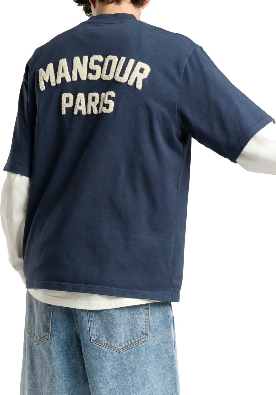 Mansour Paris College T-shirt Bariton Blue Blauw