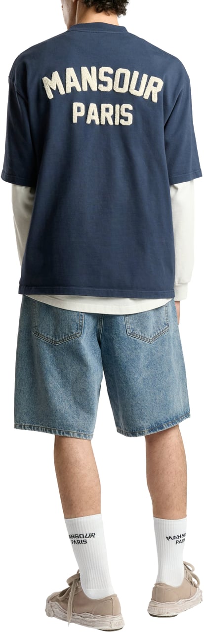 Mansour Paris College T-shirt Bariton Blue Blauw