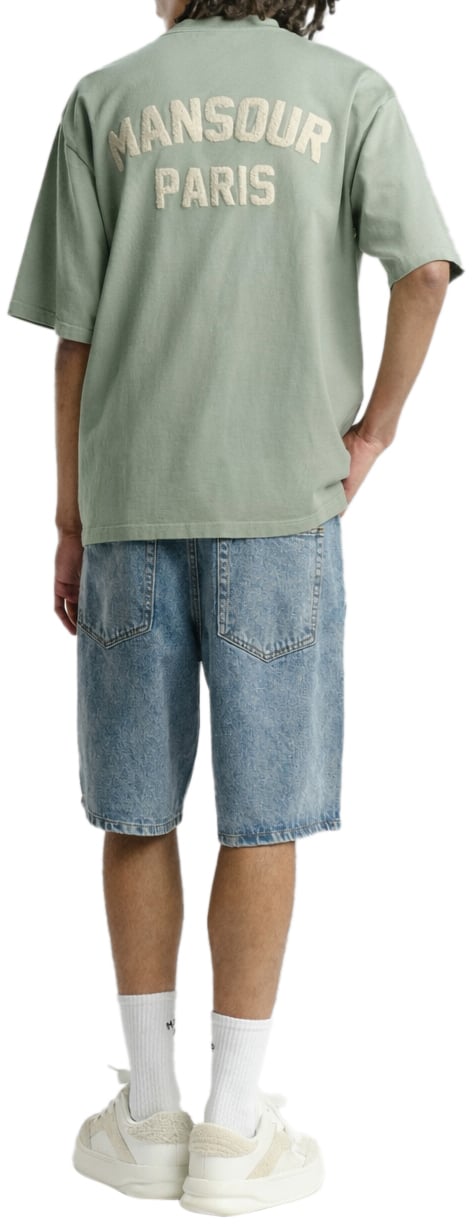 Mansour Paris College T-shirt Green Milieu Groen