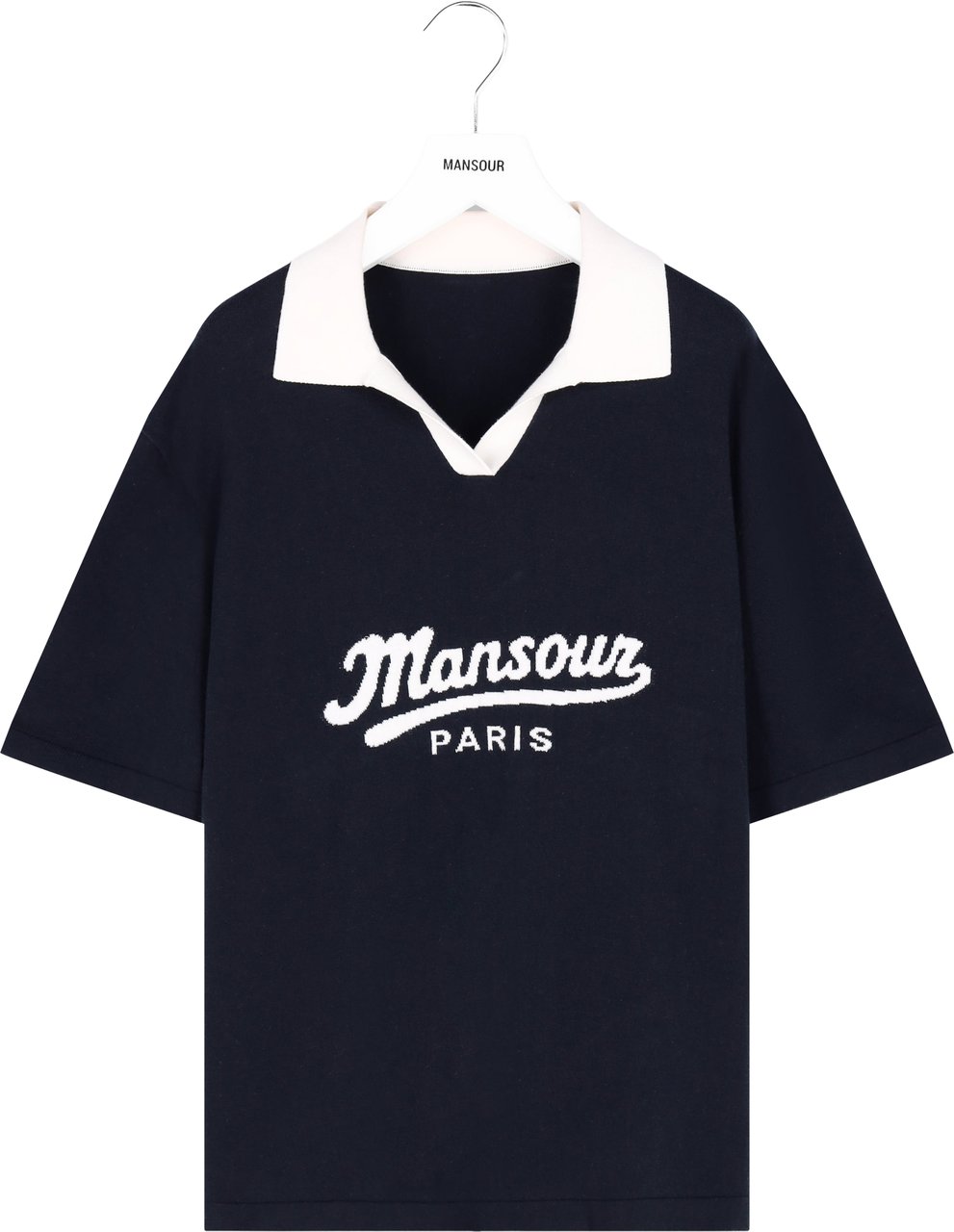 Mansour Jacquard Knitted Polo Navy Blauw