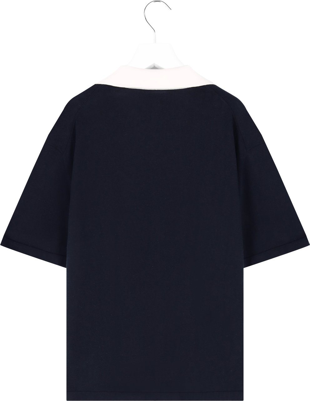 Mansour Jacquard Knitted Polo Navy Blauw