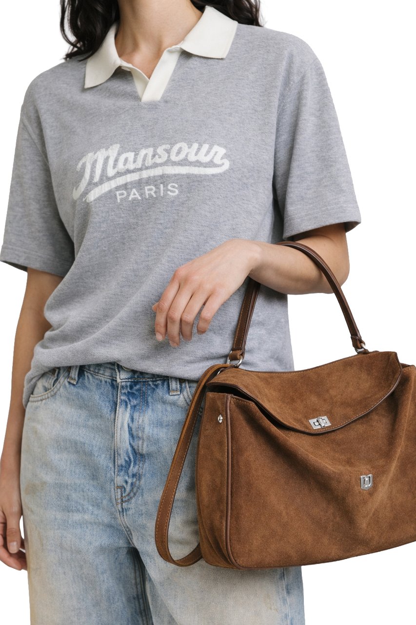 Mansour Jacquard Knitted Polo Grey Grijs