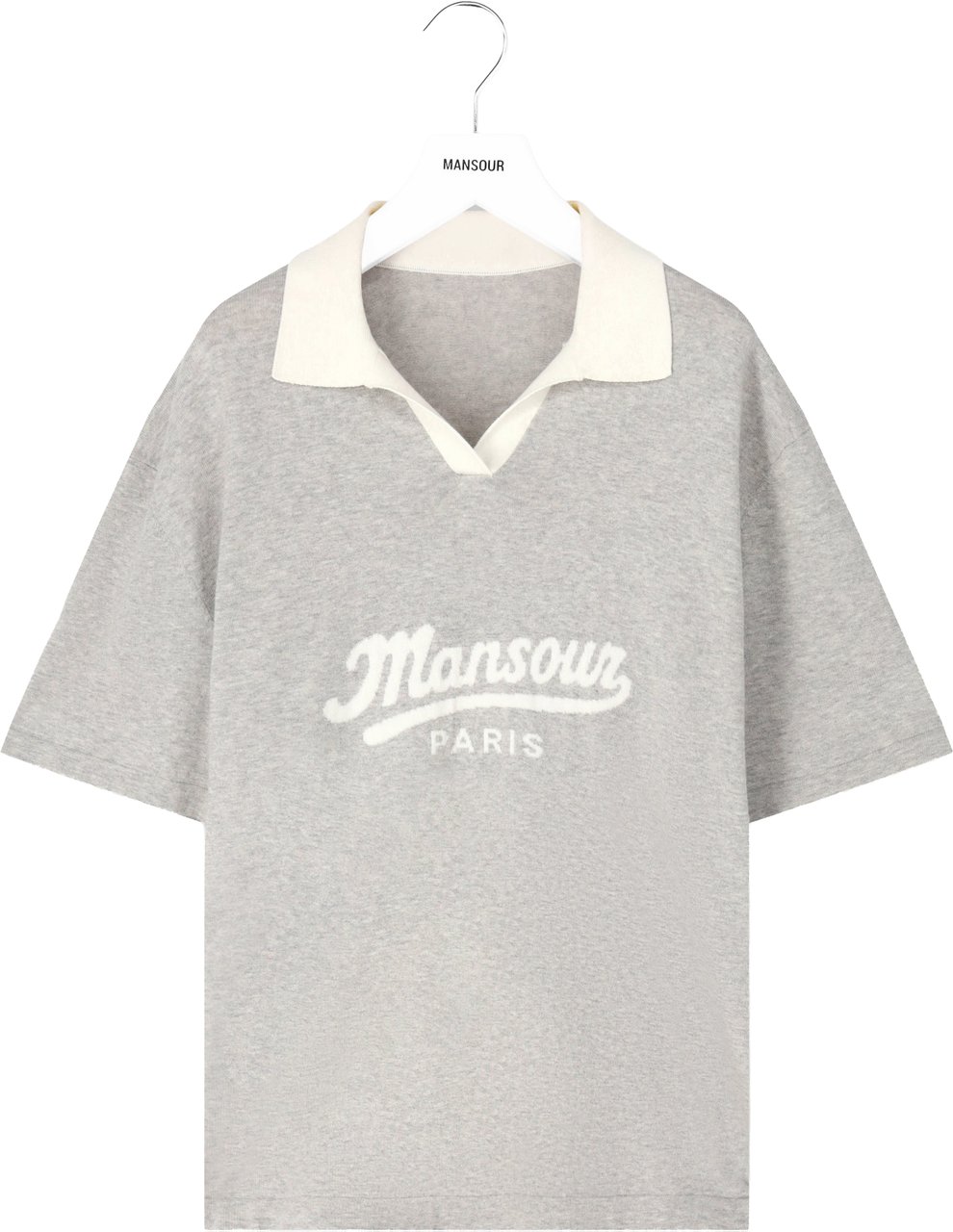 Mansour Jacquard Knitted Polo Grey Grijs