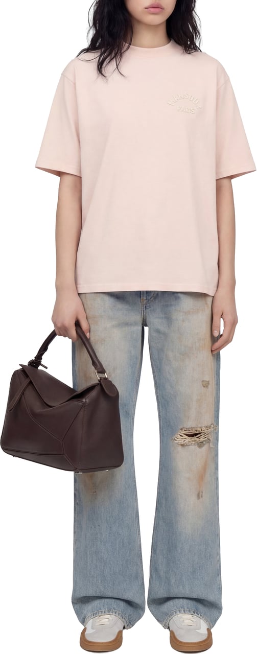 Mansour Paris College T-shirt Dusty Pink Roze