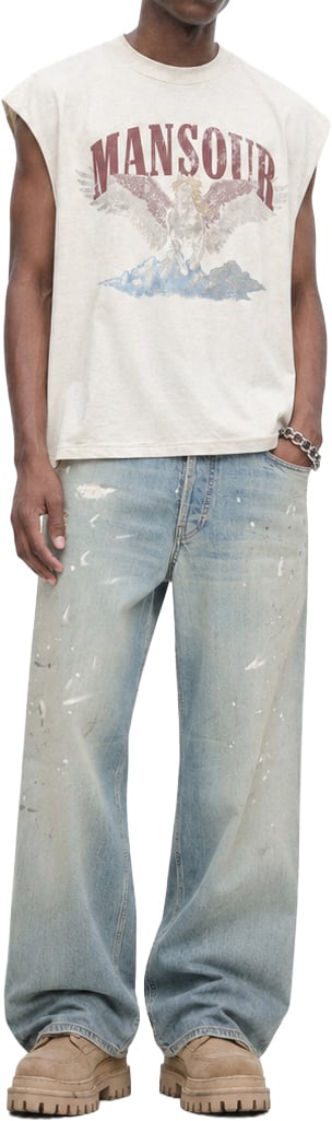 Mansour Cloud Runner Sleeveless T-shirt Dusty White Neutraal