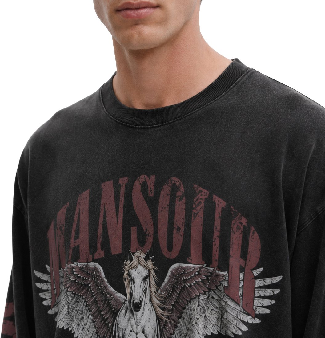 Mansour Cloud Runner T-shirt Vintage Black Zwart