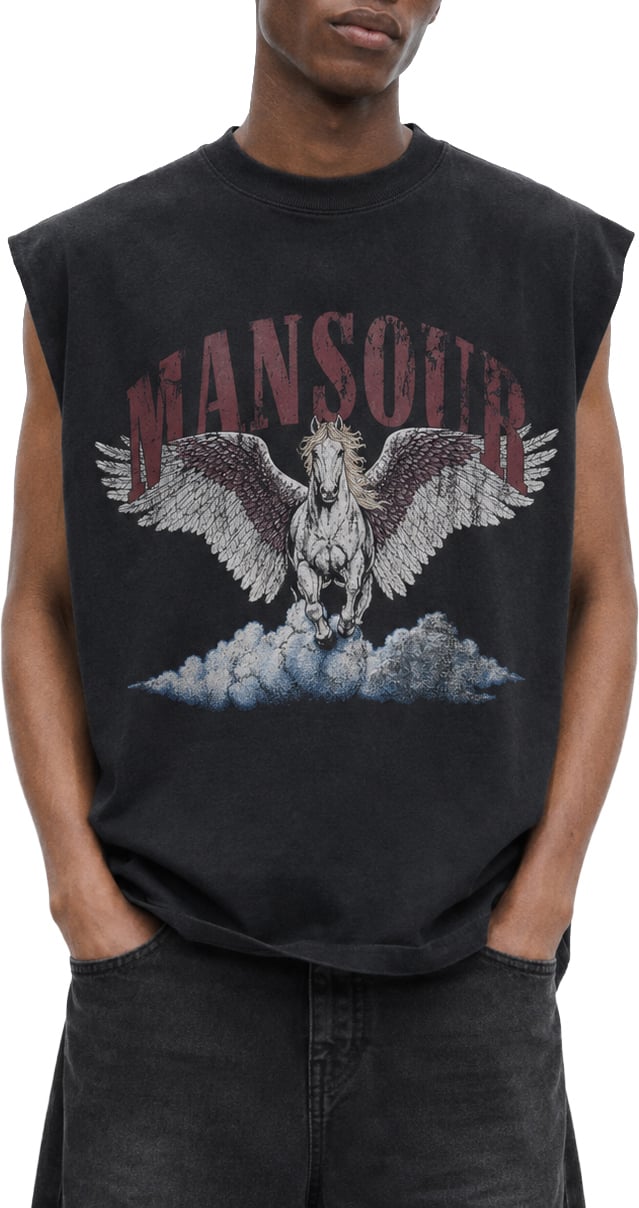 Mansour Cloud Runner Sleeveless T-shirt Vintage Black Zwart