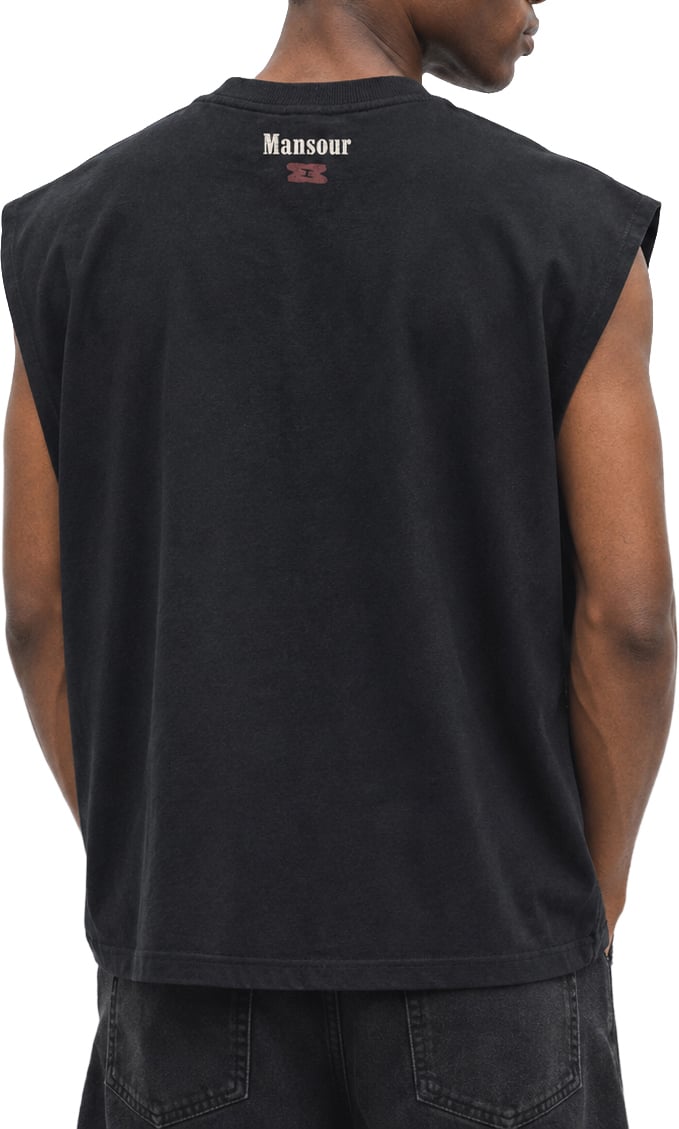 Mansour Cloud Runner Sleeveless T-shirt Vintage Black Zwart