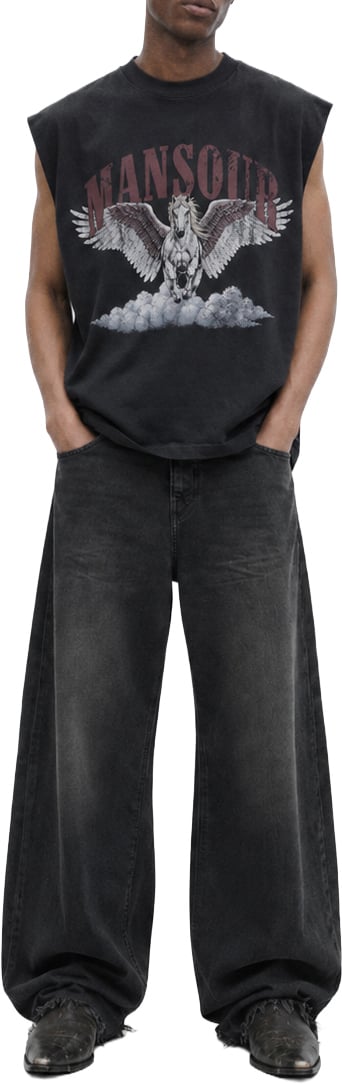 Mansour Cloud Runner Sleeveless T-shirt Vintage Black Zwart