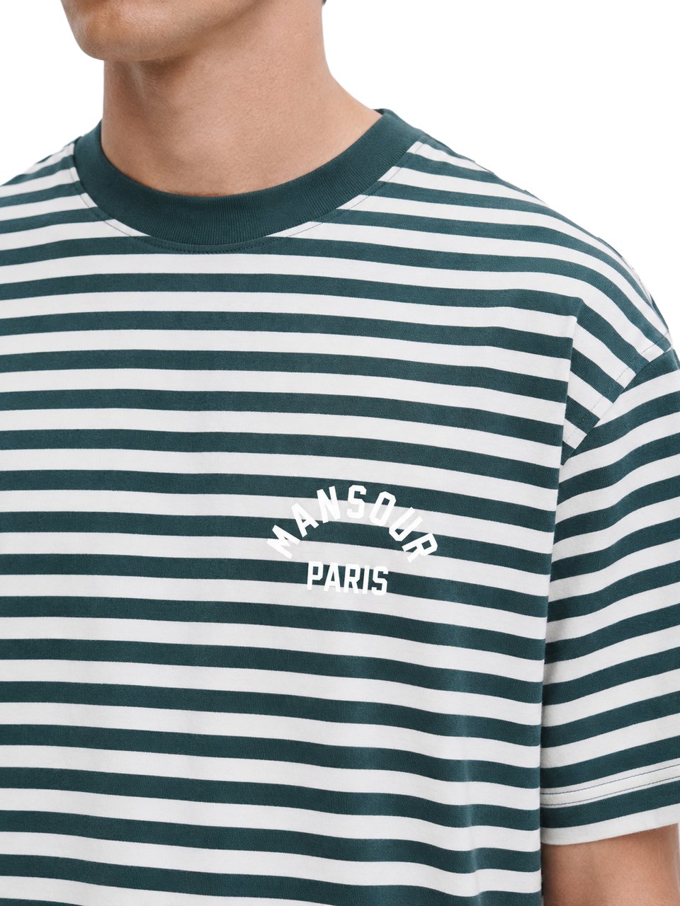 Mansour Paris College Striped T-shirt Vintage Green Roze