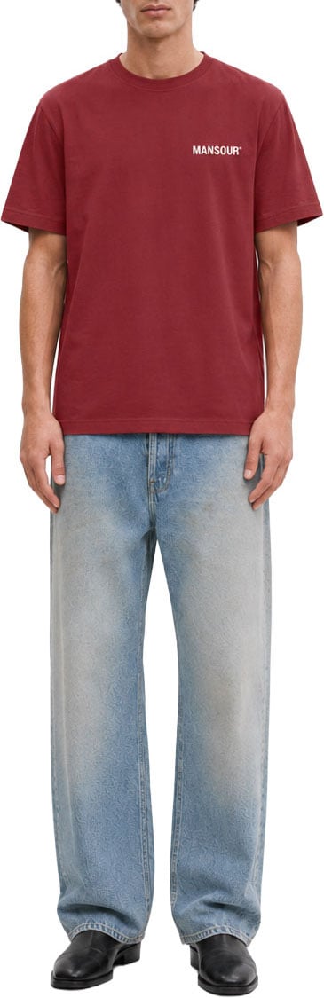 Mansour Logo Address T-shirt Dark Red Bruin
