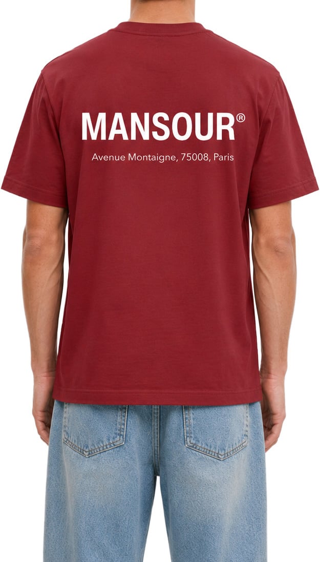 Mansour Logo Address T-shirt Dark Red Bruin
