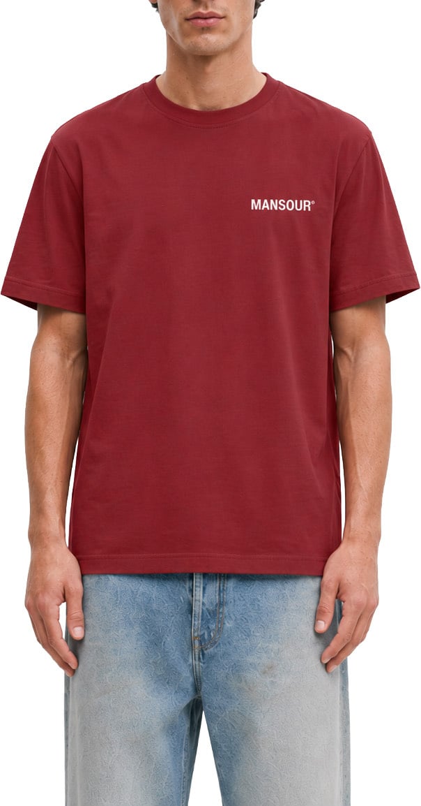 Mansour Logo Address T-shirt Dark Red Bruin