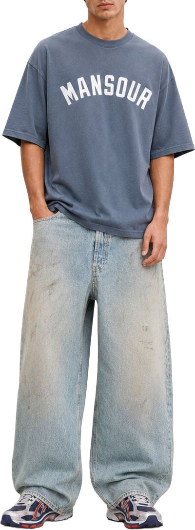 Mansour Varsity Logo T-shirt Faded Indigo Bruin