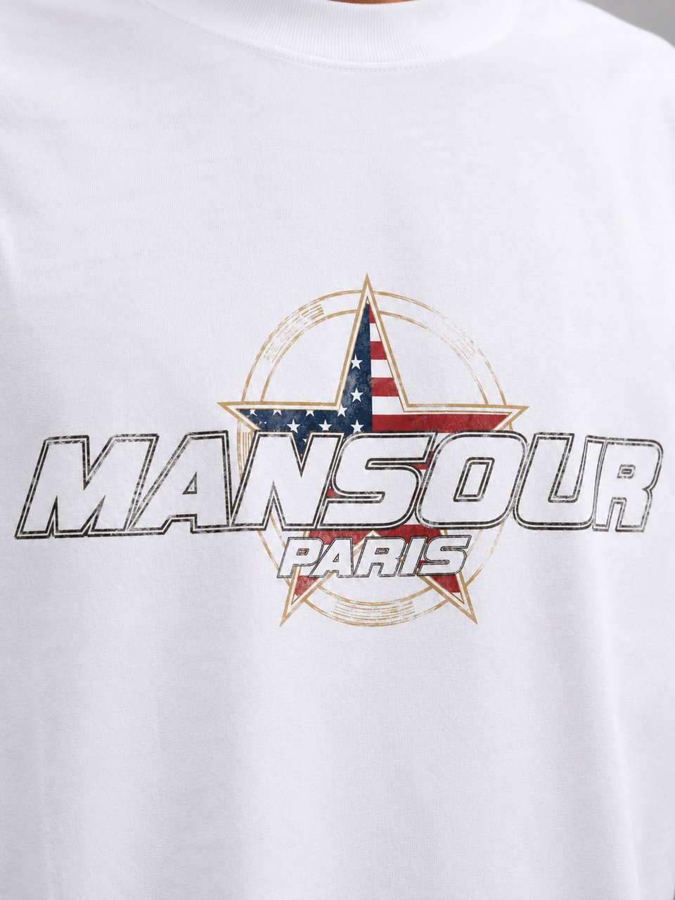 Mansour Stars and Stripes T-shirt Vintage White Bruin