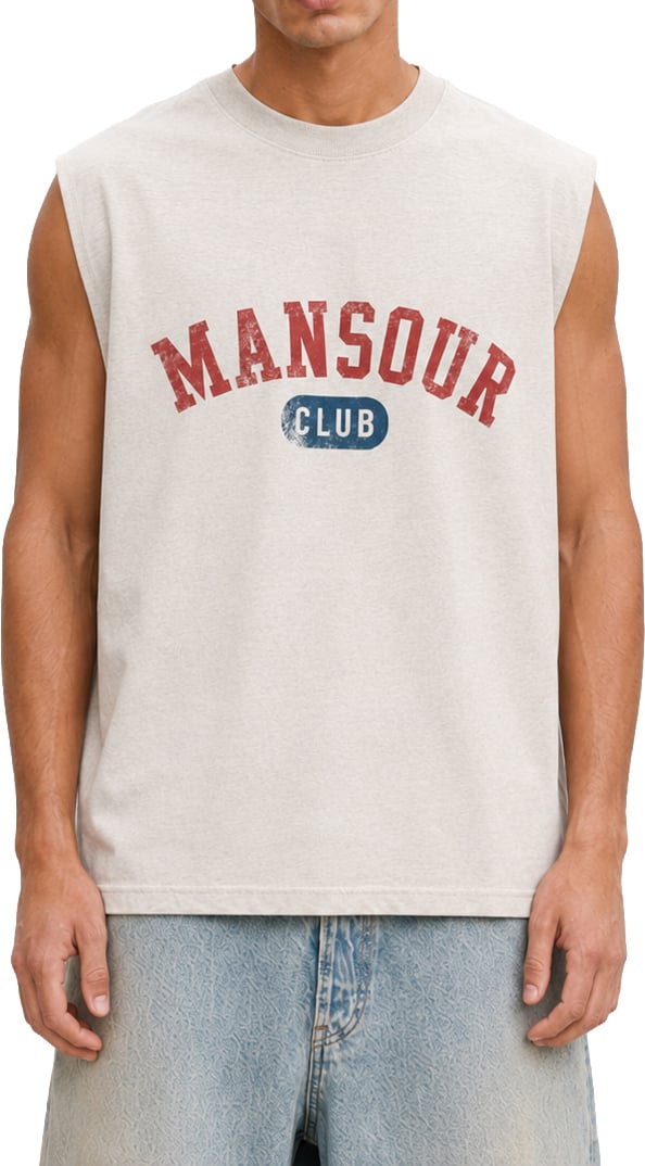 Mansour Club Faded Cream Sleeveless T-shirt Bruin