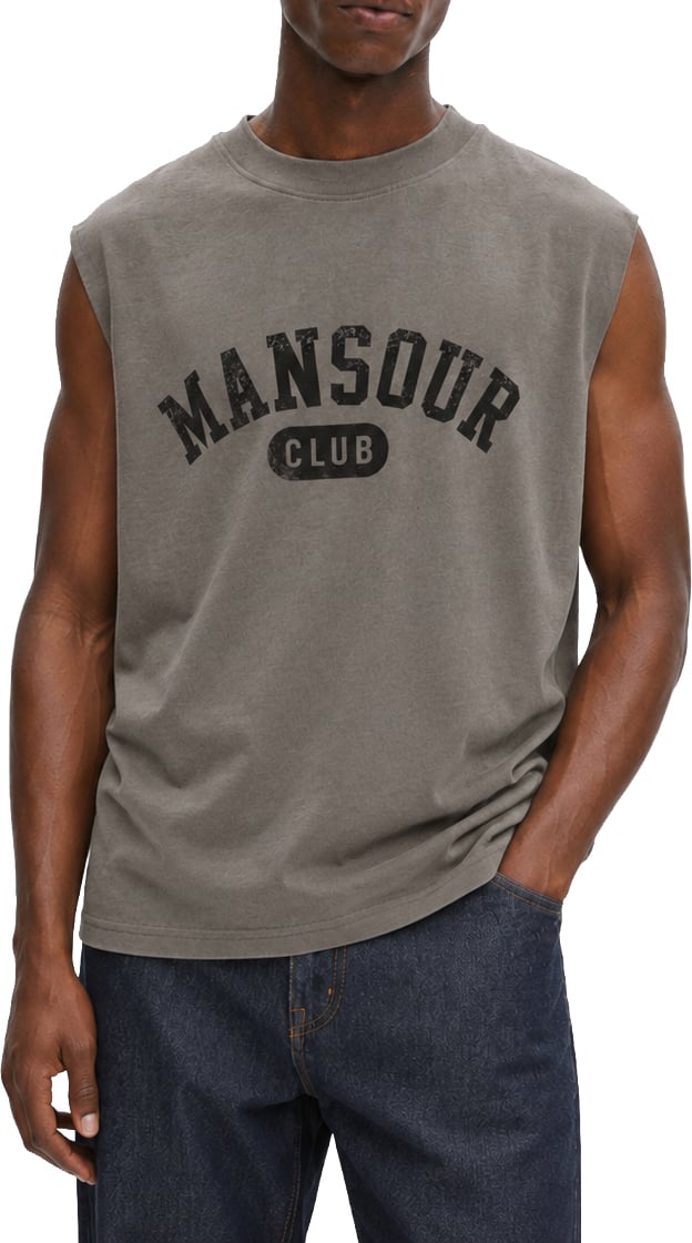 Mansour Club Faded Taupe Sleeveless T-shirt Bruin