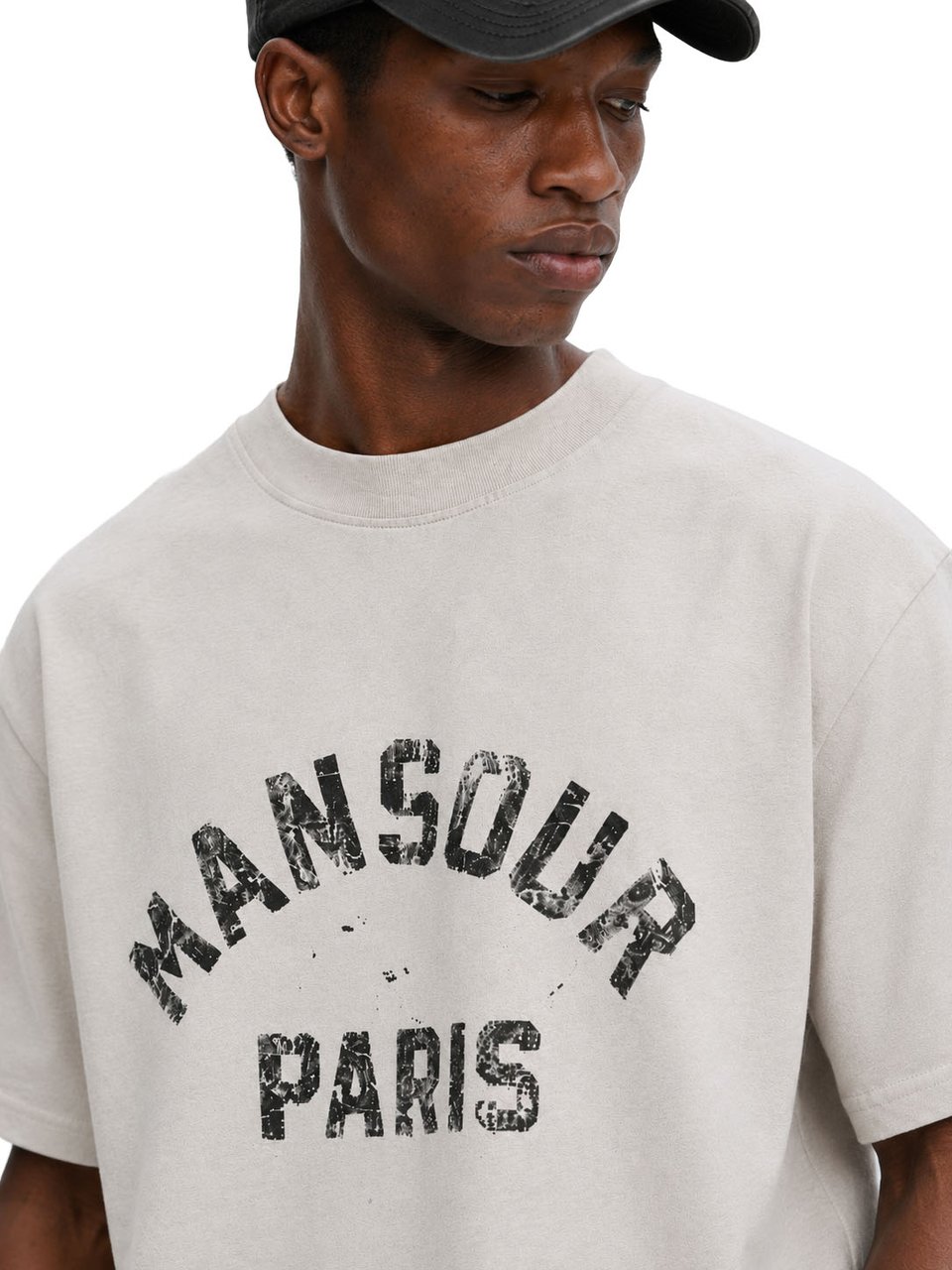 Mansour Vintage Faded Cream Arch T-shirt Bruin