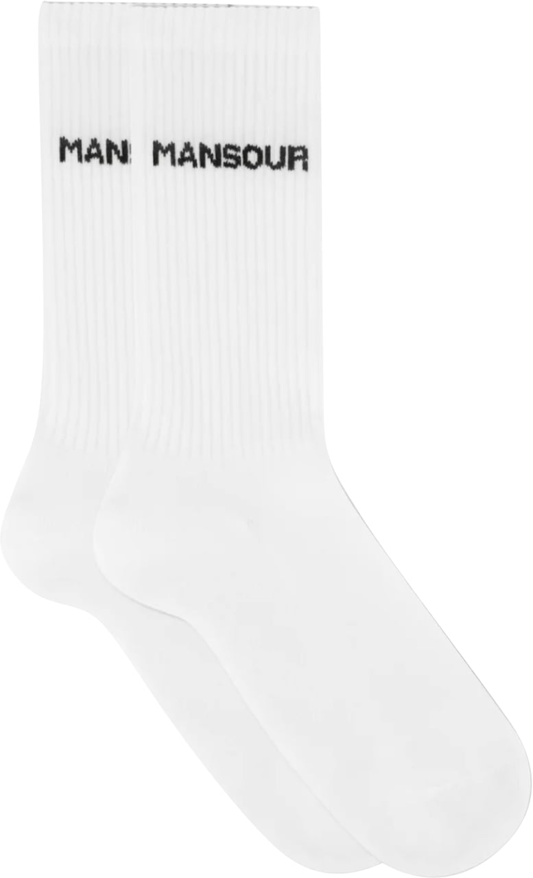 Mansour Monogram mid calf socks white Wit