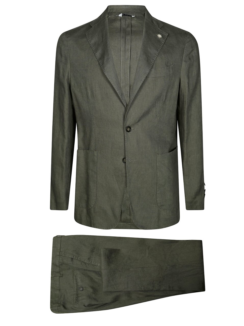 Manuel Ritz Muted Olive Linen Like Tailored Suit Grijs